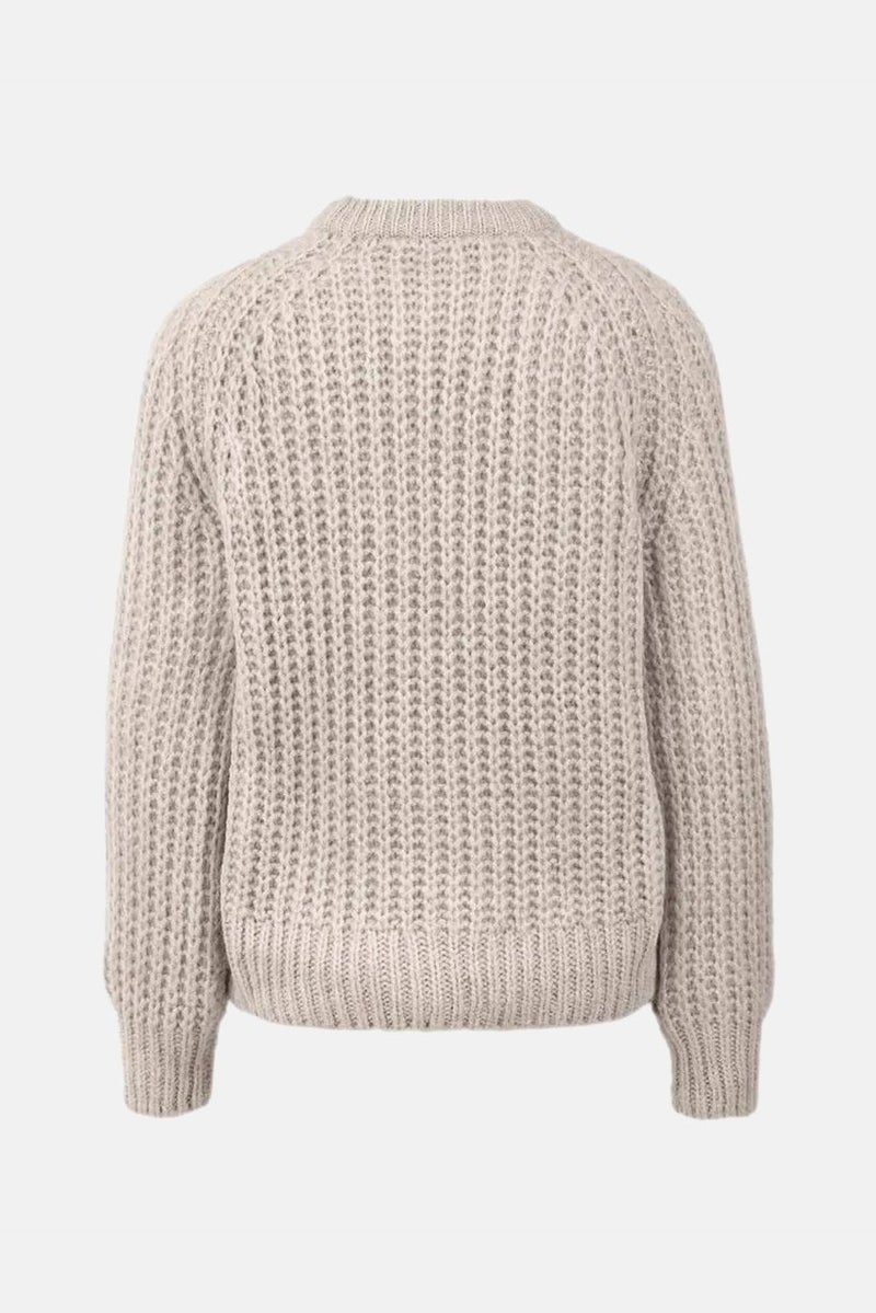 Tchibo Women Crew Neck Knitted Sweater, Taupe - Image 3